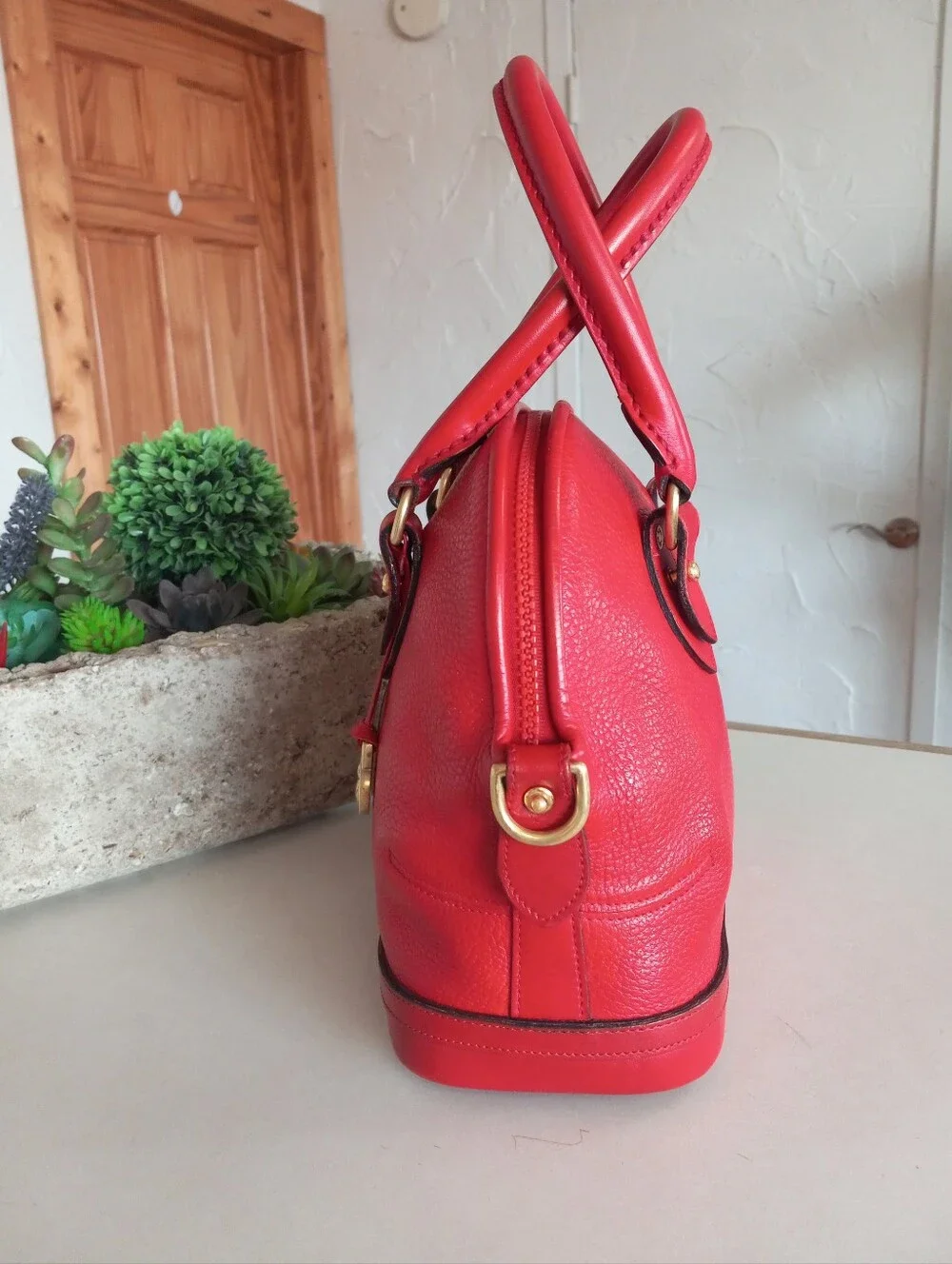 Dooney & Bourke Solid Red Original, 1990s AWL Norfolk, RARE!!!
